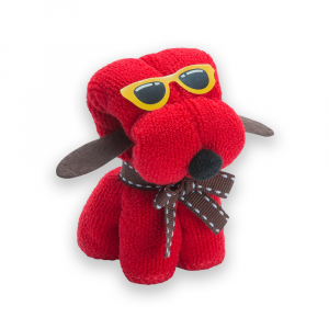 Serviette en forme de chien rouge