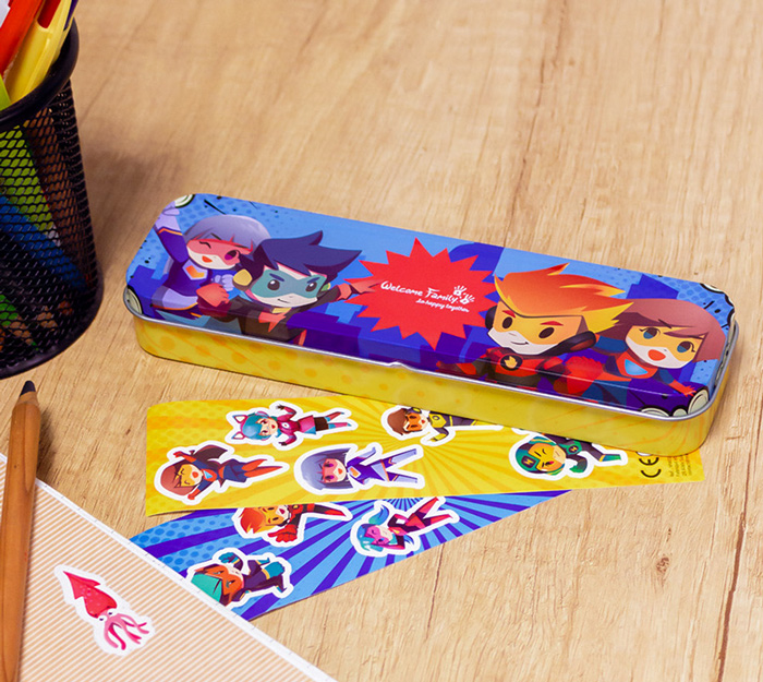 Custom-made metal pencil case for children
